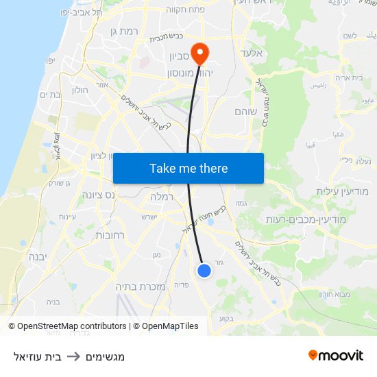 בית עוזיאל to מגשימים map