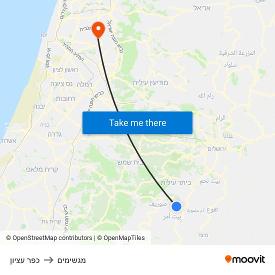 כפר עציון to מגשימים map