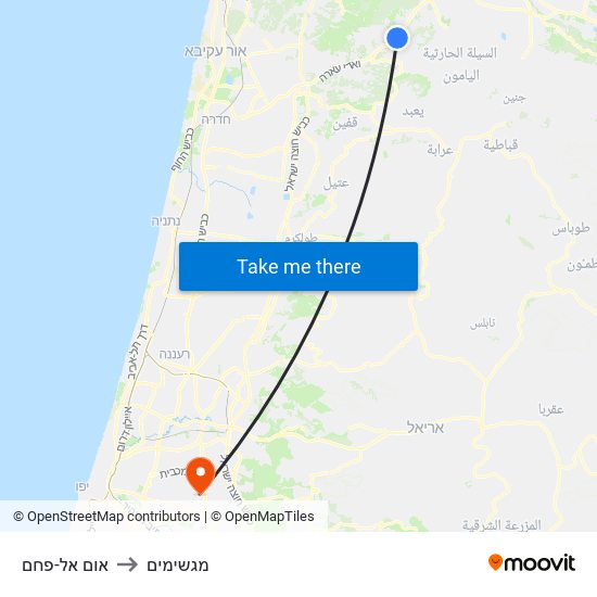 אום אל-פחם to מגשימים map