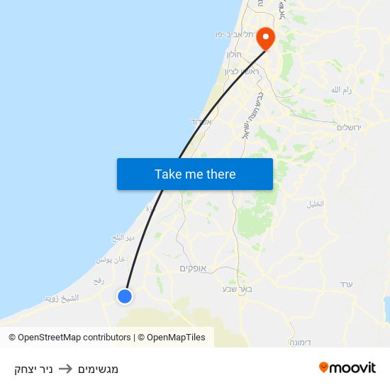 ניר יצחק to מגשימים map