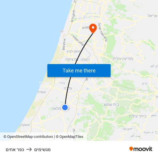 כפר אחים to מגשימים map