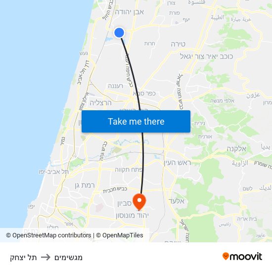 תל יצחק to מגשימים map