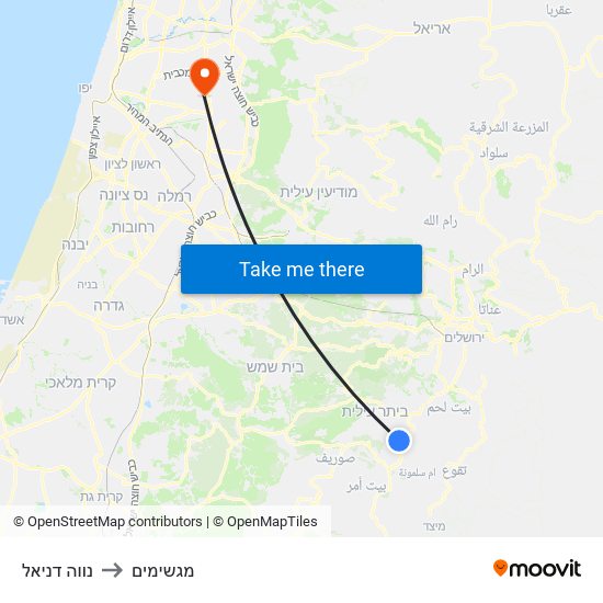 נווה דניאל to מגשימים map