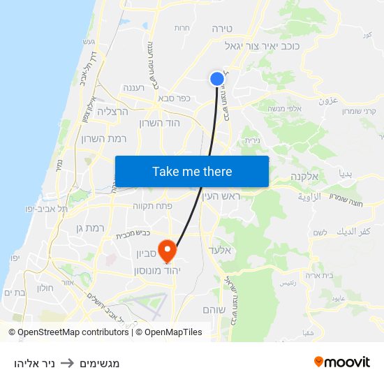 ניר אליהו to מגשימים map