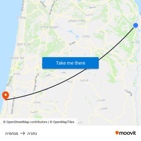 מנחמיה to נתניה map