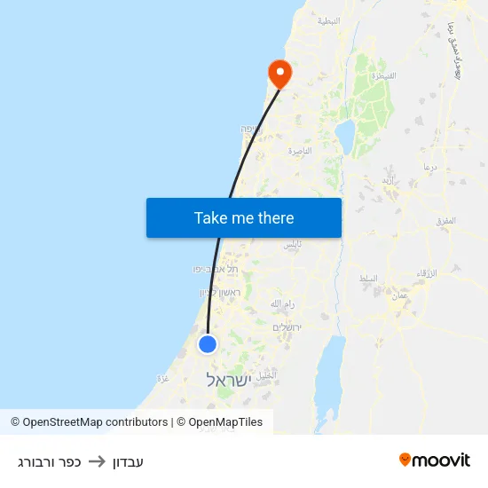 כפר ורבורג to עבדון map