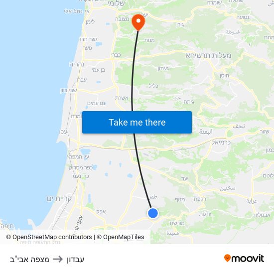 מצפה אבי"ב to עבדון map