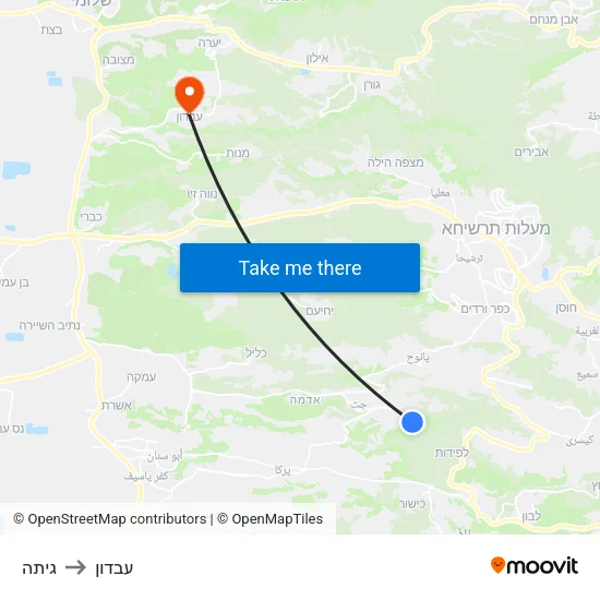 גיתה to עבדון map