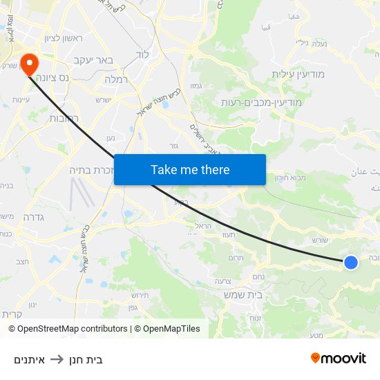 איתנים to בית חנן map