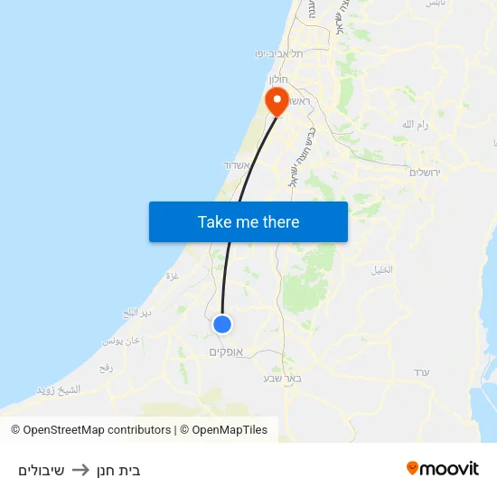 שיבולים to בית חנן map