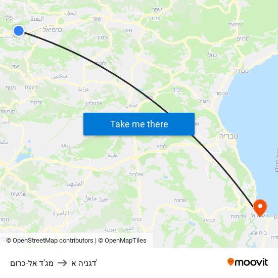 מג'ד אל-כרום to דגניה א' map