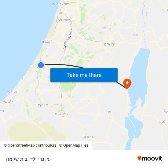 בית שקמה to עין גדי map