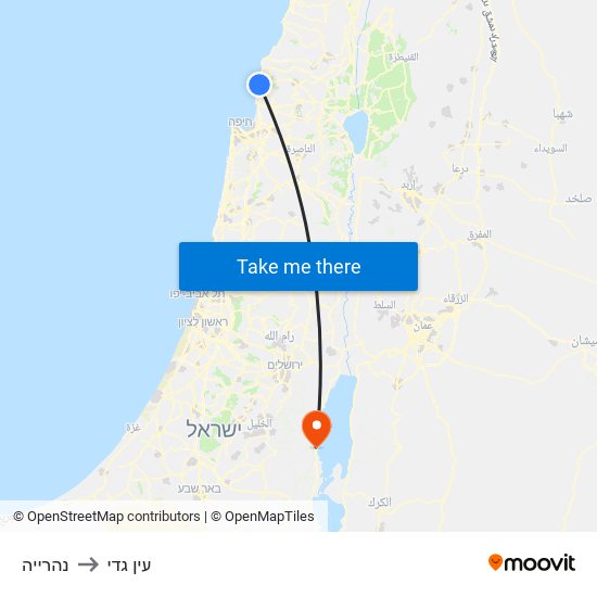 נהרייה to עין גדי map