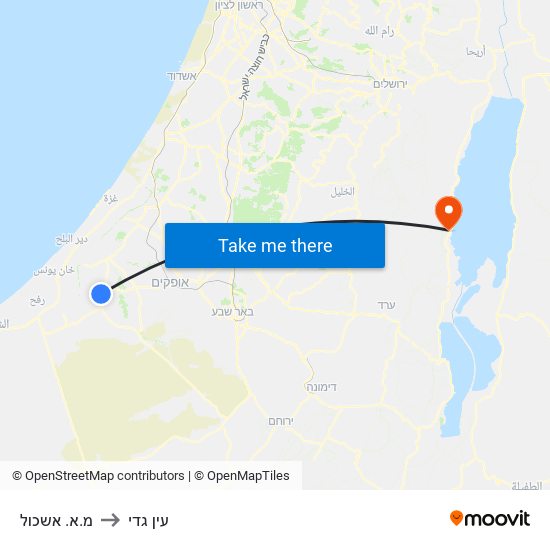 מ.א. אשכול to עין גדי map