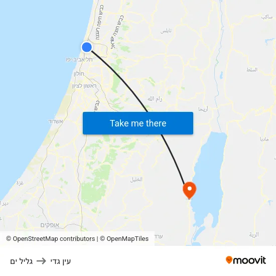 גליל ים to עין גדי map