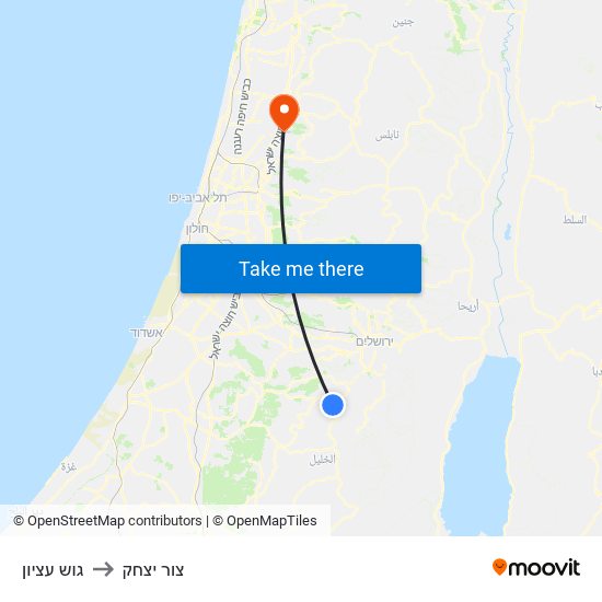 גוש עציון to צור יצחק map