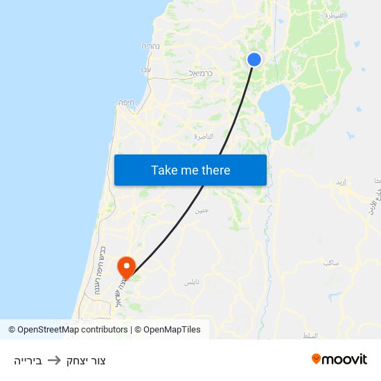 בירייה to צור יצחק map