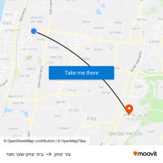 בית יצחק-שער חפר to צור יצחק map