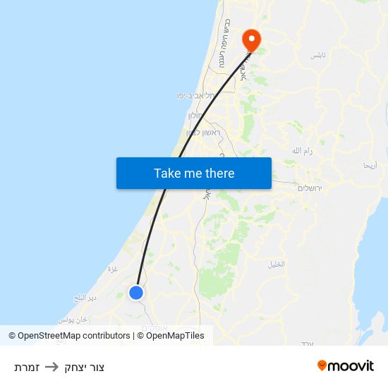 זמרת to צור יצחק map