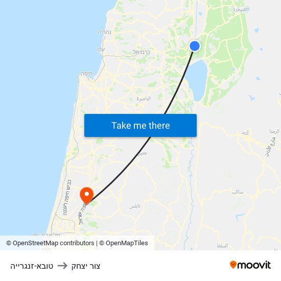 טובא-זנגרייה to צור יצחק map