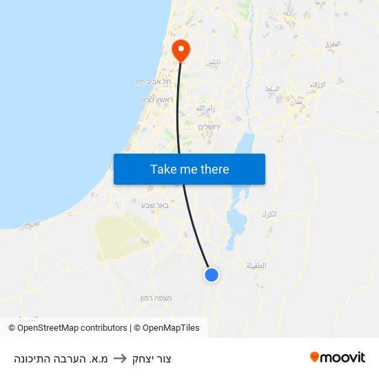 מ.א. הערבה התיכונה to צור יצחק map