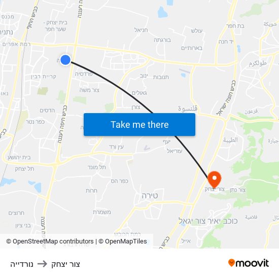 נורדייה to צור יצחק map