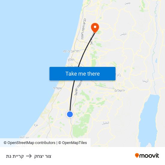 קריית גת to צור יצחק map