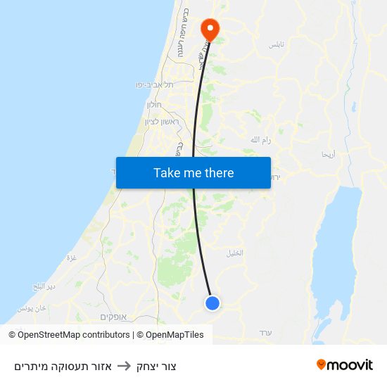 אזור תעסוקה מיתרים to צור יצחק map