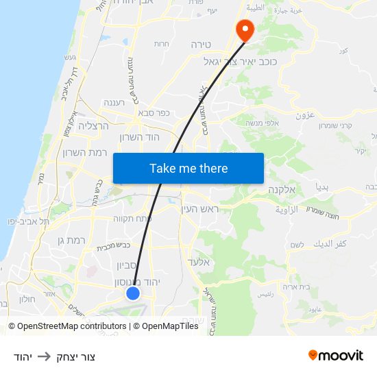 יהוד to צור יצחק map