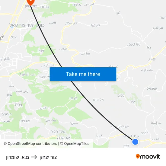 מ.א. שומרון to צור יצחק map