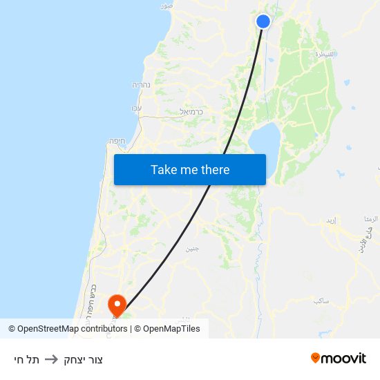 תל חי to צור יצחק map