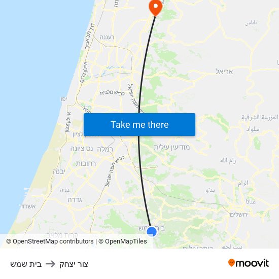 בית שמש to צור יצחק map