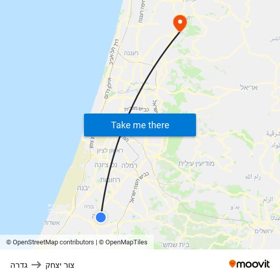 גדרה to צור יצחק map