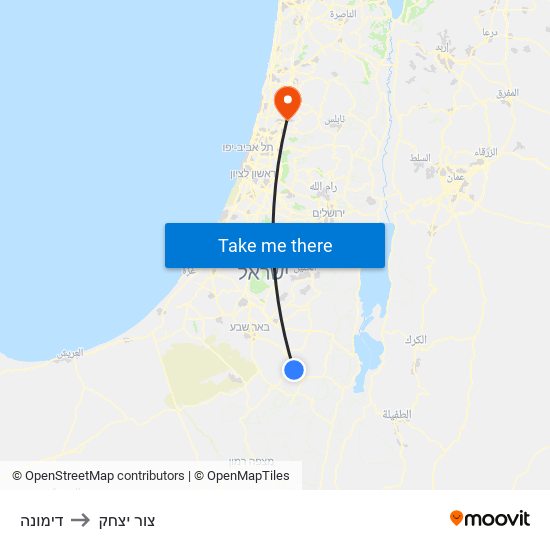 דימונה to צור יצחק map