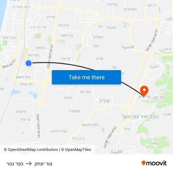כפר נטר to צור יצחק map
