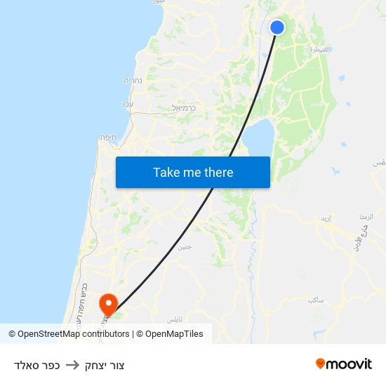 כפר סאלד to צור יצחק map