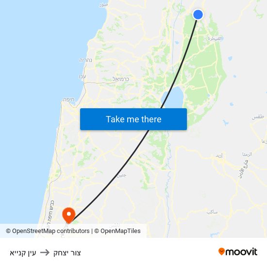עין קנייא to צור יצחק map