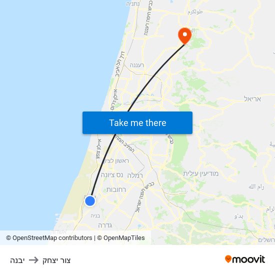 יבנה to צור יצחק map