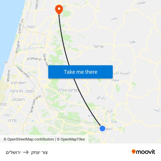 ירושלים to צור יצחק map