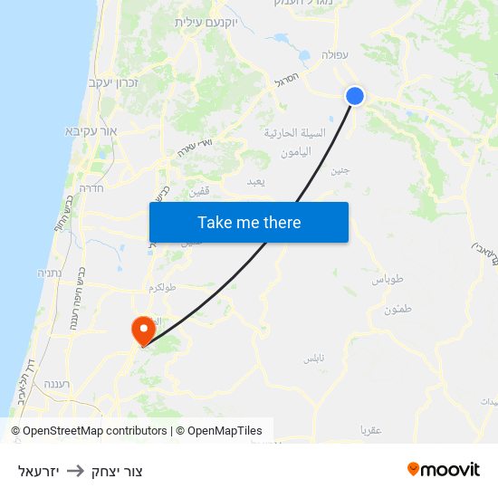 יזרעאל to צור יצחק map