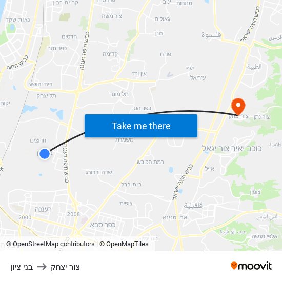 בני ציון to צור יצחק map