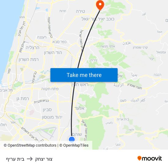 בית עריף to צור יצחק map