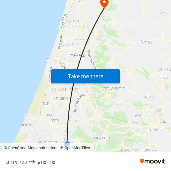 כפר מנחם to צור יצחק map