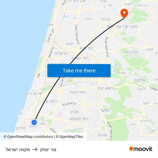 מקווה ישראל to צור יצחק map