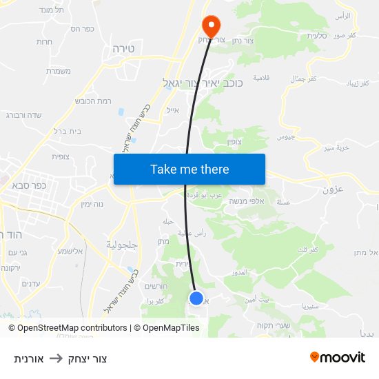 אורנית to צור יצחק map