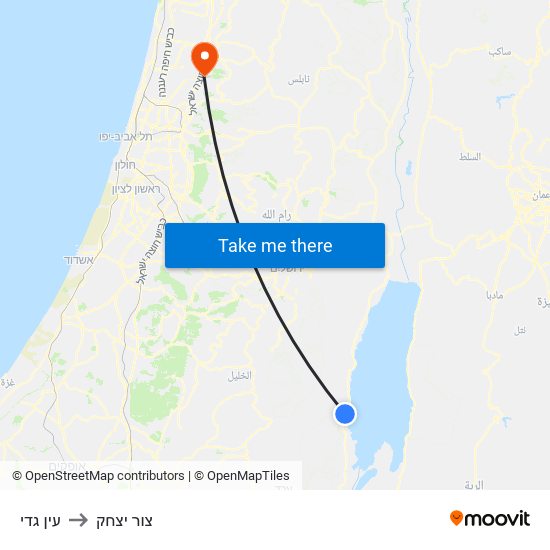 עין גדי to צור יצחק map