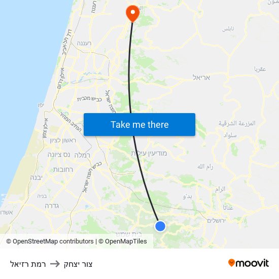 רמת רזיאל to צור יצחק map