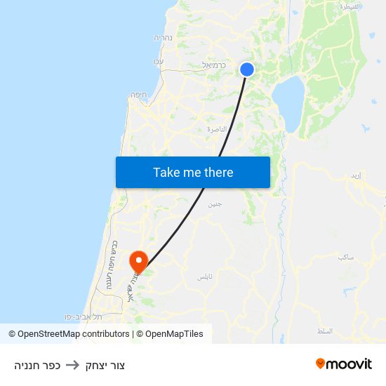 כפר חנניה to צור יצחק map