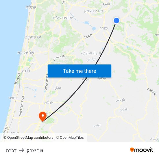 דברת to צור יצחק map