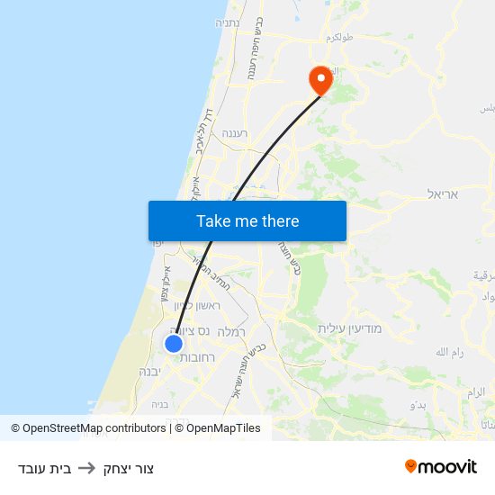 בית עובד to צור יצחק map